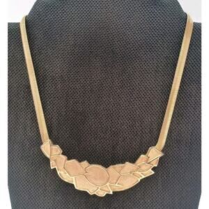 Vintage Piscitelli Gold Tone Necklace Plate Bib Medallion Quality Made